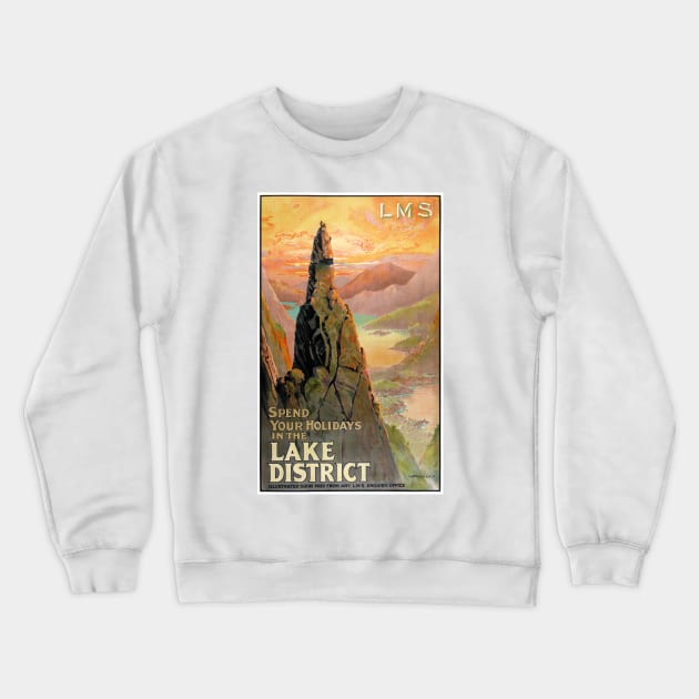 Vintage Travel Poster England Lake District Crewneck Sweatshirt by vintagetreasure